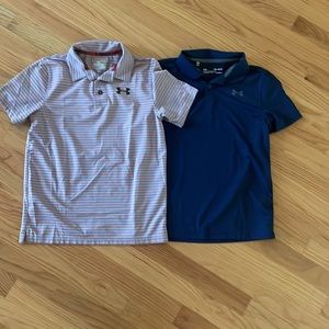 Lot of two boys Under Armour heatgear polo shirts. Size youth, medium